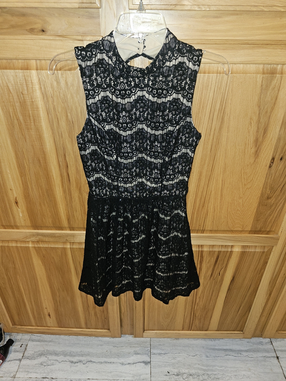 City Triangles Black Lace Dress with Cream Lining